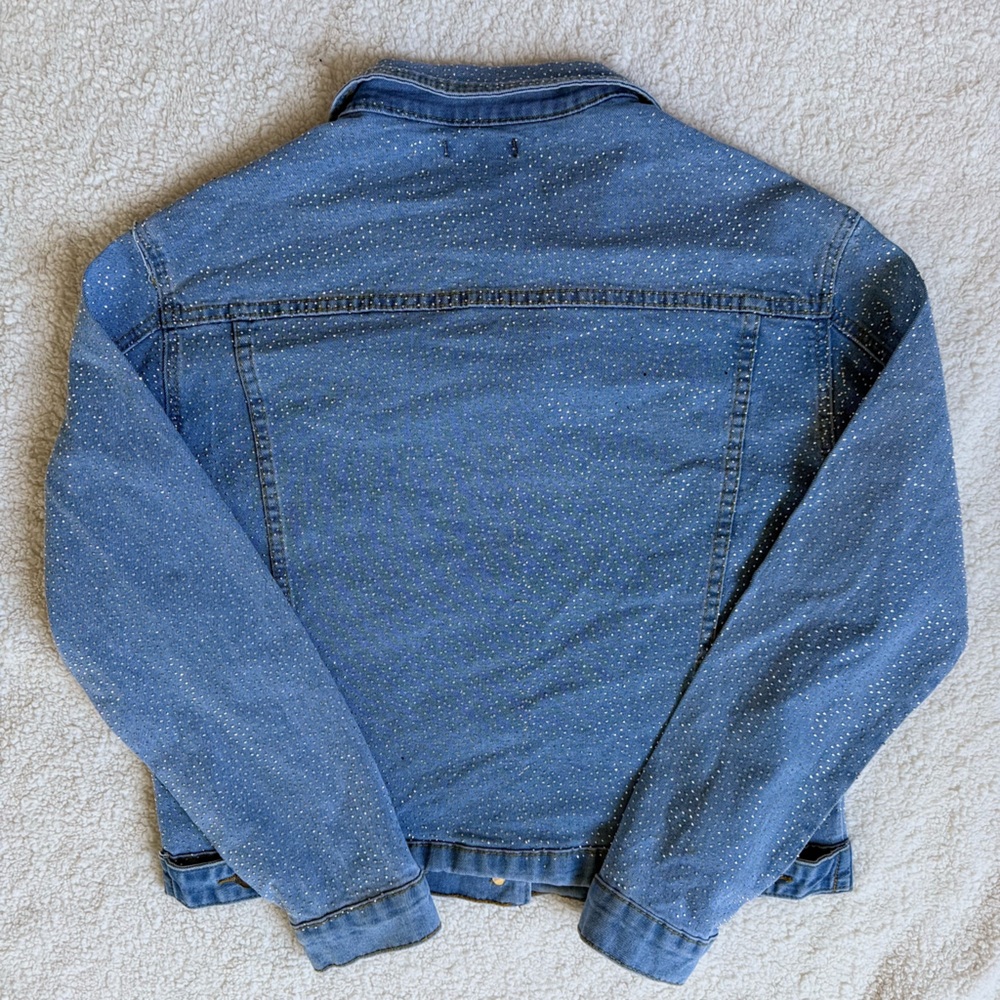 Phoebe J. Collection Rhinestone Bedazzled Blue Denim Jacket Sparkle Bridal Bride - Picture 13 of 16